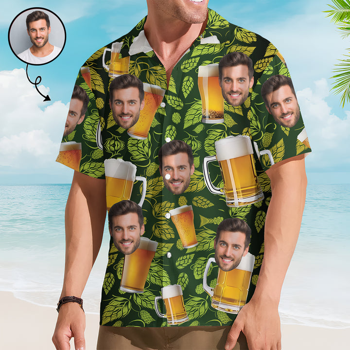 Funny Beer Pattern - Personalized Custom Unisex Hawaiian Shirt