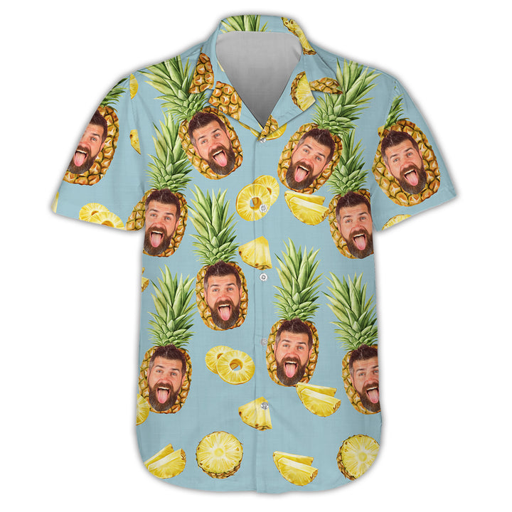 Funny Face Pinapple Pattern - Personalized Custom Unisex Hawaiian Shirt
