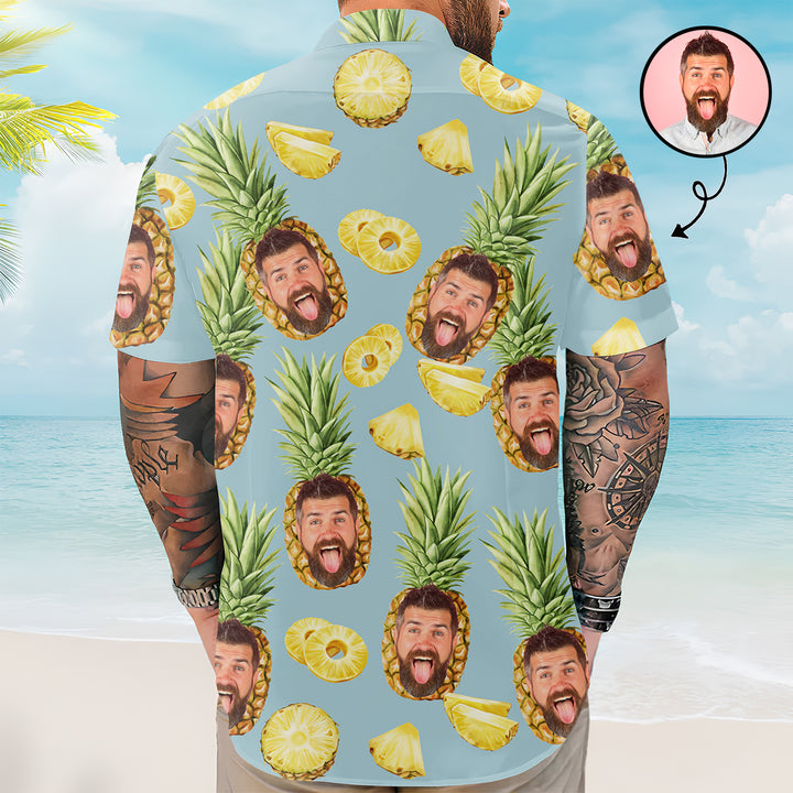 Funny Face Pinapple Pattern - Personalized Custom Unisex Hawaiian Shirt