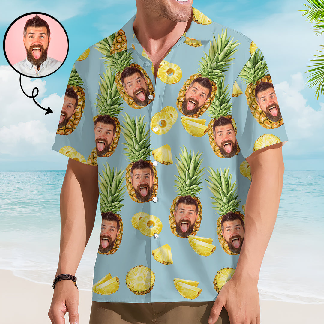 Funny Face Pinapple Pattern - Personalized Custom Unisex Hawaiian Shirt