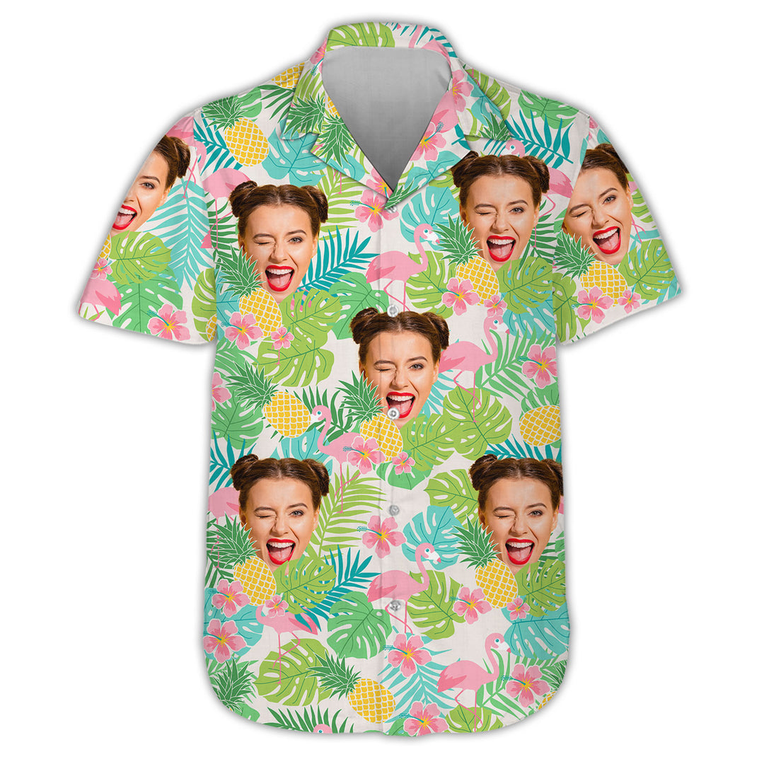 Flamingo Tropical Pattern - Personalized Custom Unisex Hawaiian Shirt