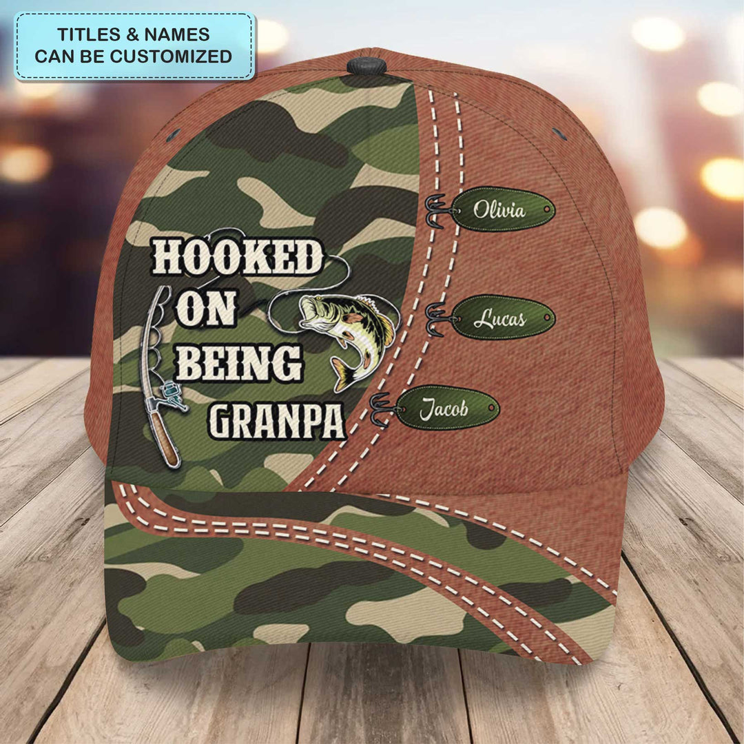 Hook On Being Grandpa - Personalized Custom Classic Cap - Gift For Grandpa