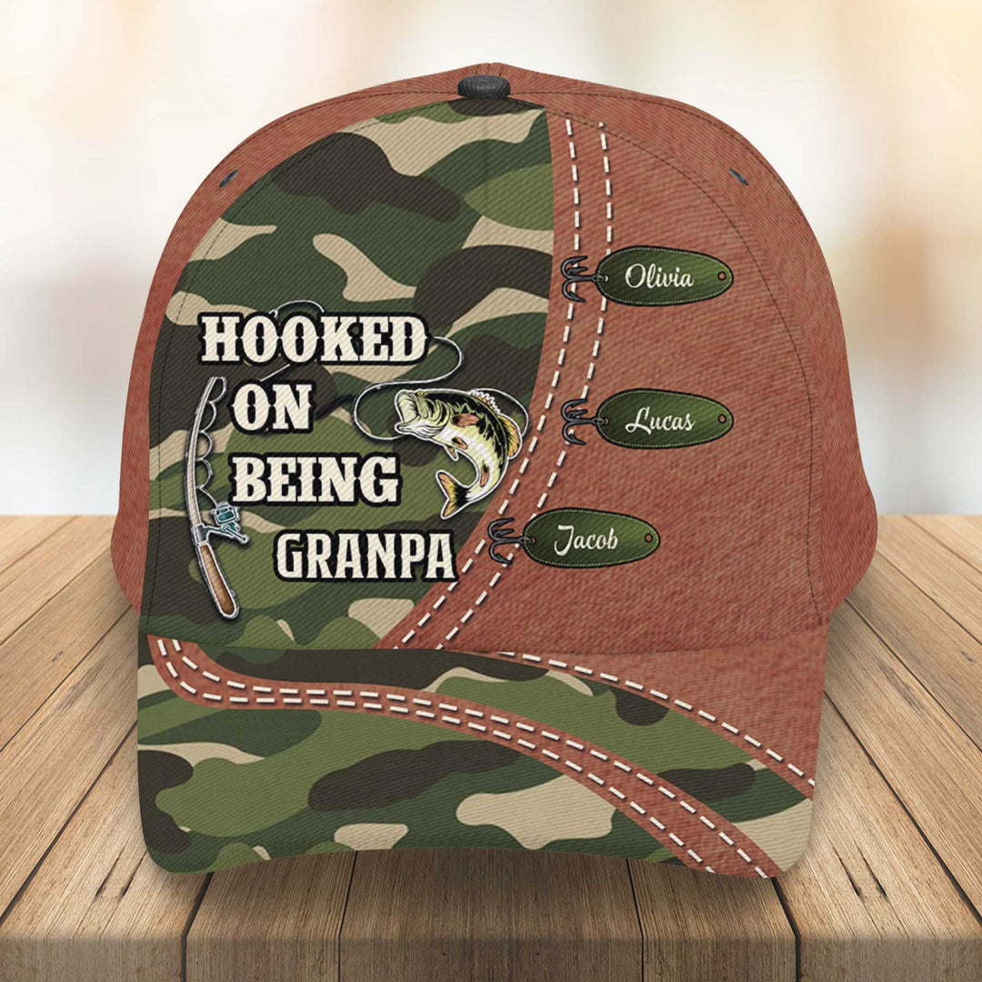 Hook On Being Grandpa - Personalized Custom Classic Cap - Gift For Grandpa
