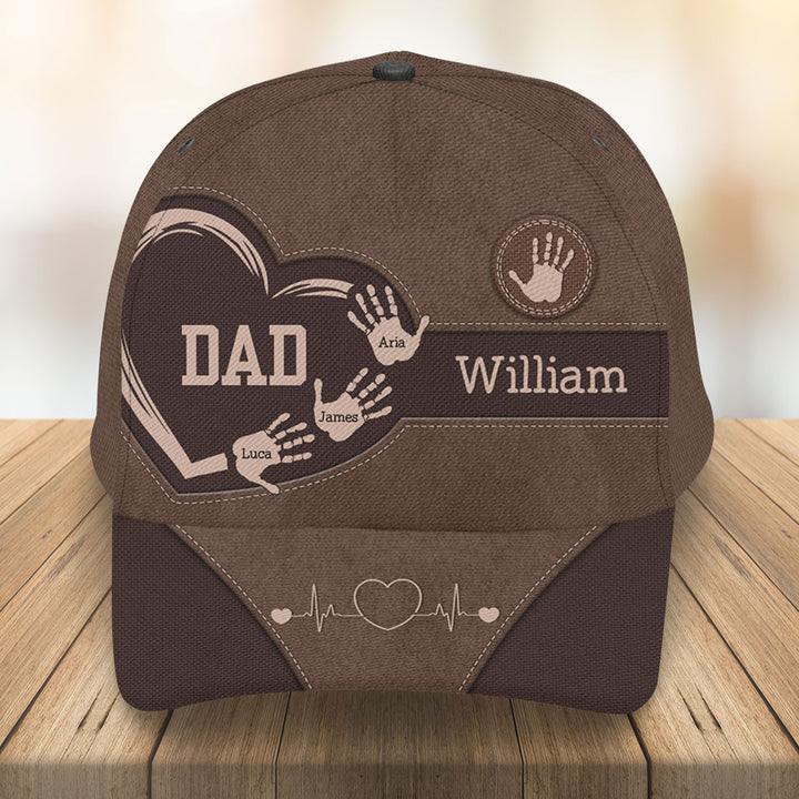 Dad Handprints - Personalized Custom Classic Cap - Father's Day Gift For Dad, Grandpa