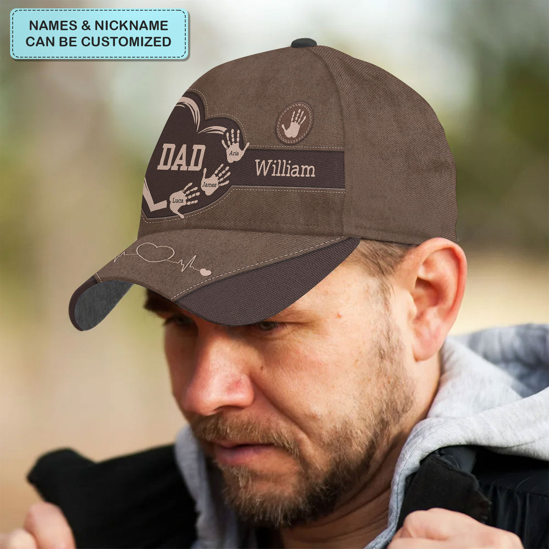 Dad Handprints - Personalized Custom Classic Cap - Father's Day Gift For Dad, Grandpa