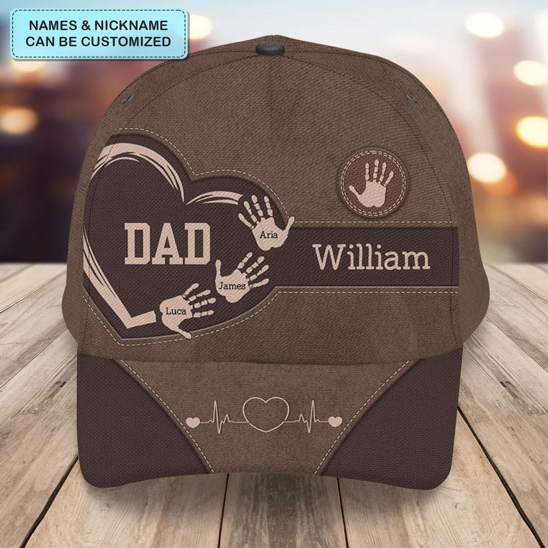 Dad Handprints - Personalized Custom Classic Cap - Father's Day Gift For Dad, Grandpa