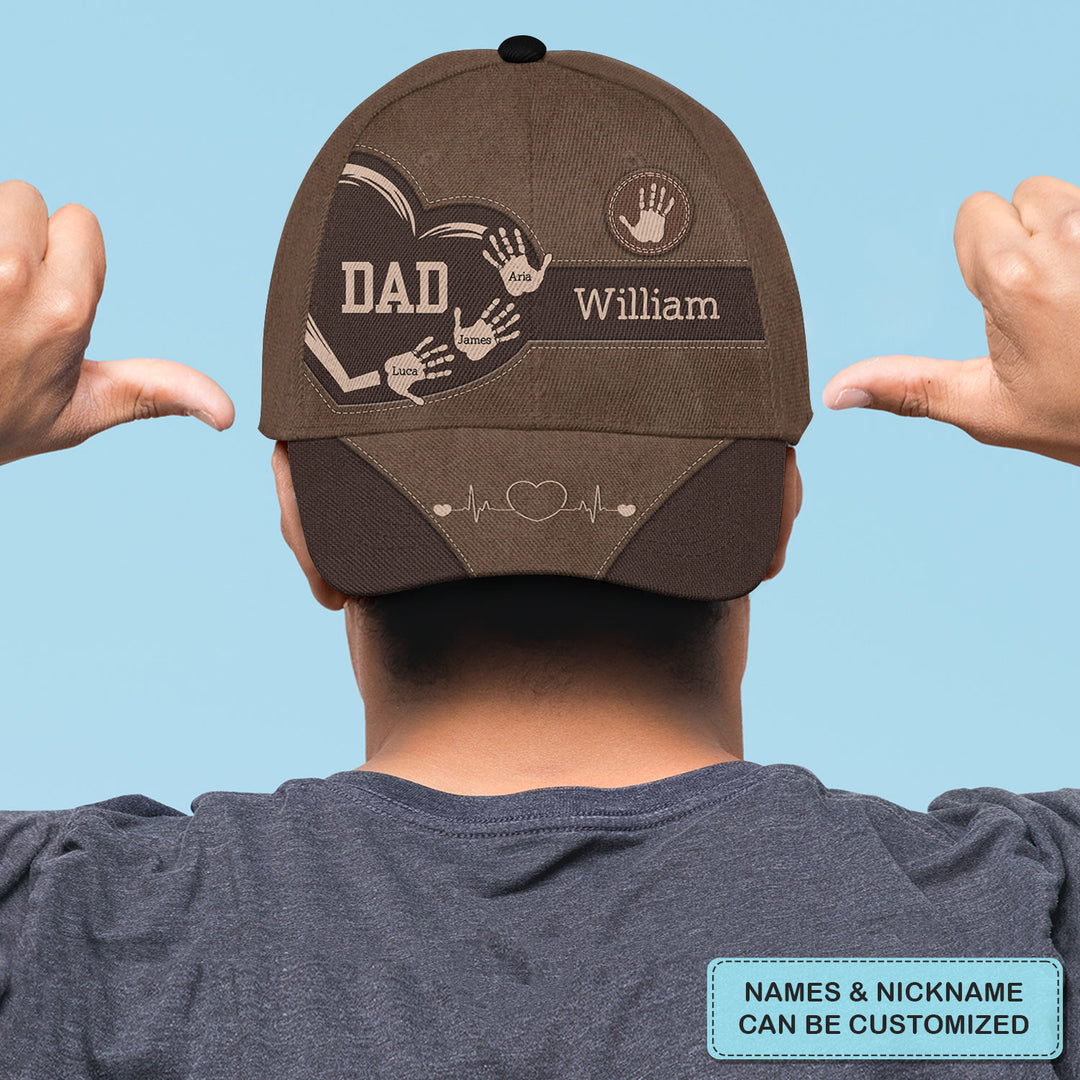 Dad Handprints - Personalized Custom Classic Cap - Father's Day Gift For Dad, Grandpa