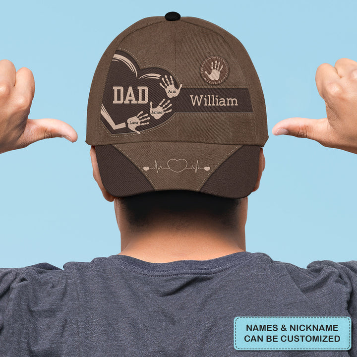 Dad Handprints - Personalized Custom Classic Cap - Father's Day Gift For Dad, Grandpa