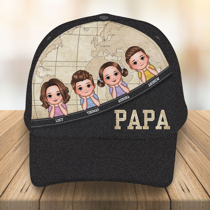 Papa Map - Personalized Custom Classic Cap - Father's Day Gift For Dad