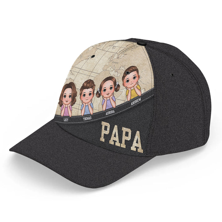 Papa Map - Personalized Custom Classic Cap - Father's Day Gift For Dad