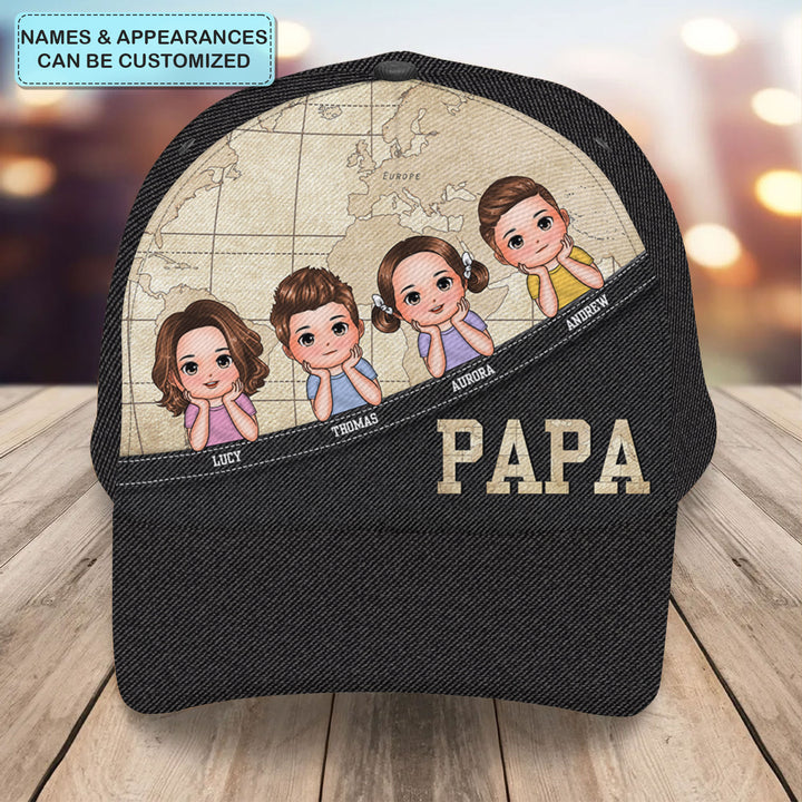 Papa Map - Personalized Custom Classic Cap - Father's Day Gift For Dad
