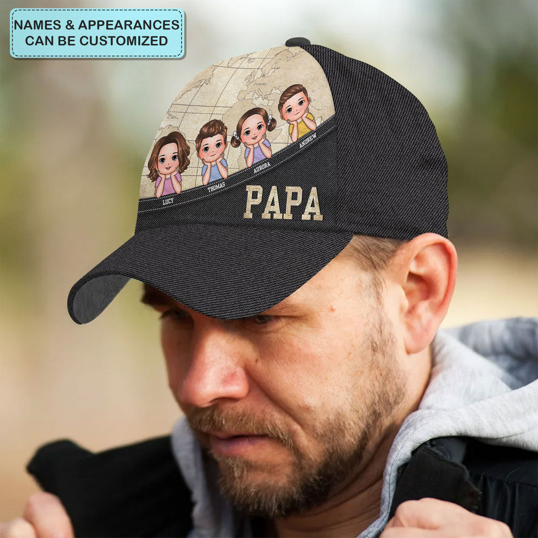 Papa Map - Personalized Custom Classic Cap - Father's Day Gift For Dad