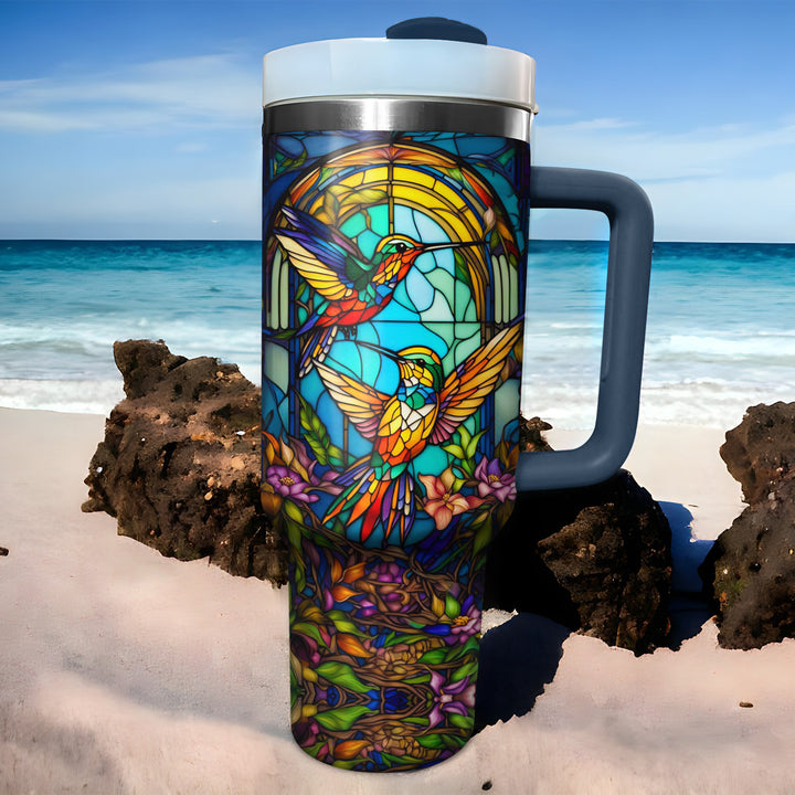 Colorful Hummingbirds - Tumbler With Handle - Gift For Hummingbird Lovers - NCU0DV005