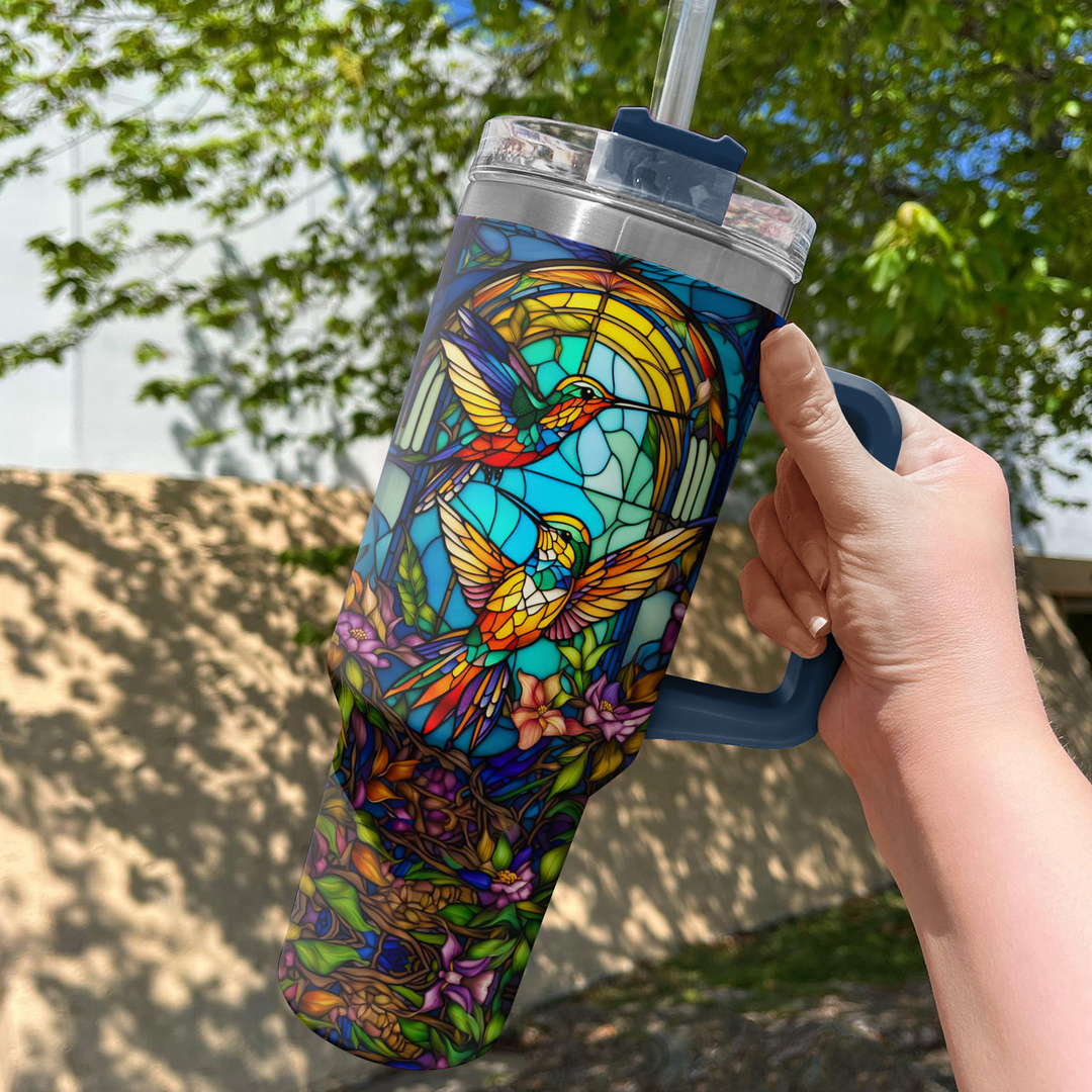 Colorful Hummingbirds - Tumbler With Handle - Gift For Hummingbird Lovers - NCU0DV005