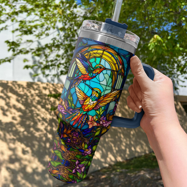 Colorful Hummingbirds - Tumbler With Handle - Gift For Hummingbird Lovers - NCU0DV005