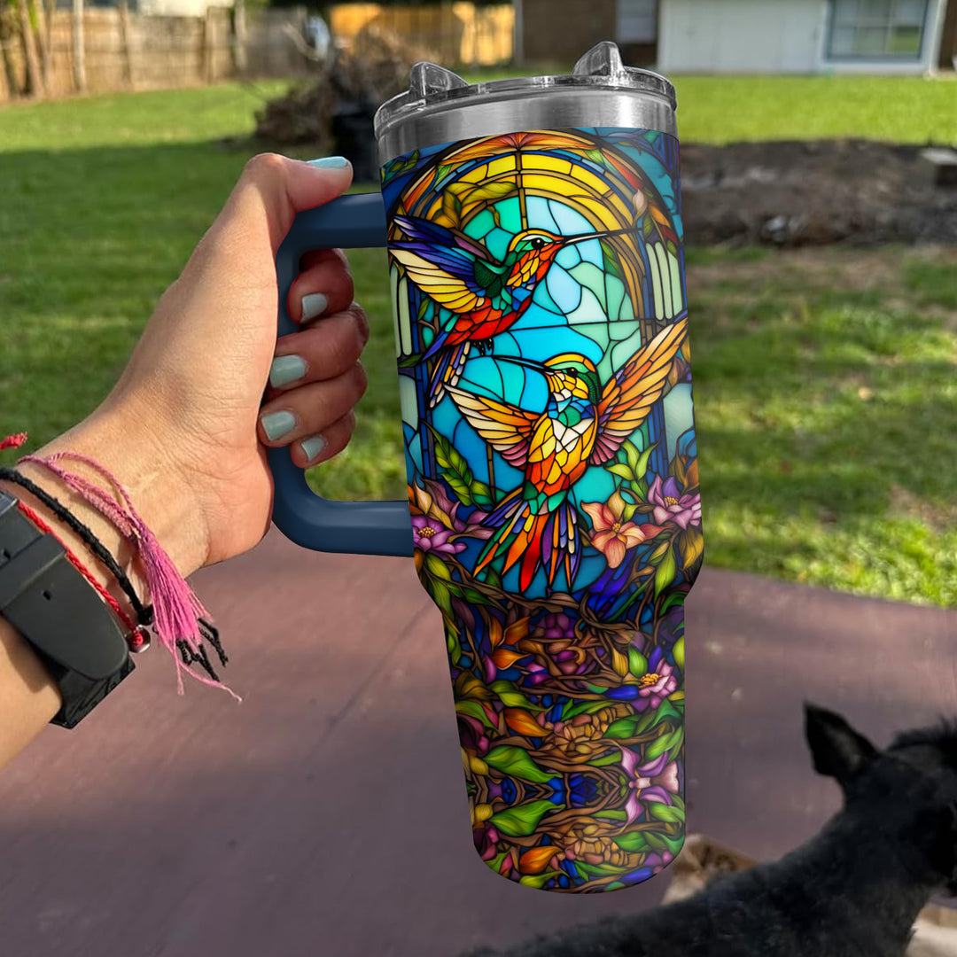 Colorful Hummingbirds - Tumbler With Handle - Gift For Hummingbird Lovers - NCU0DV005