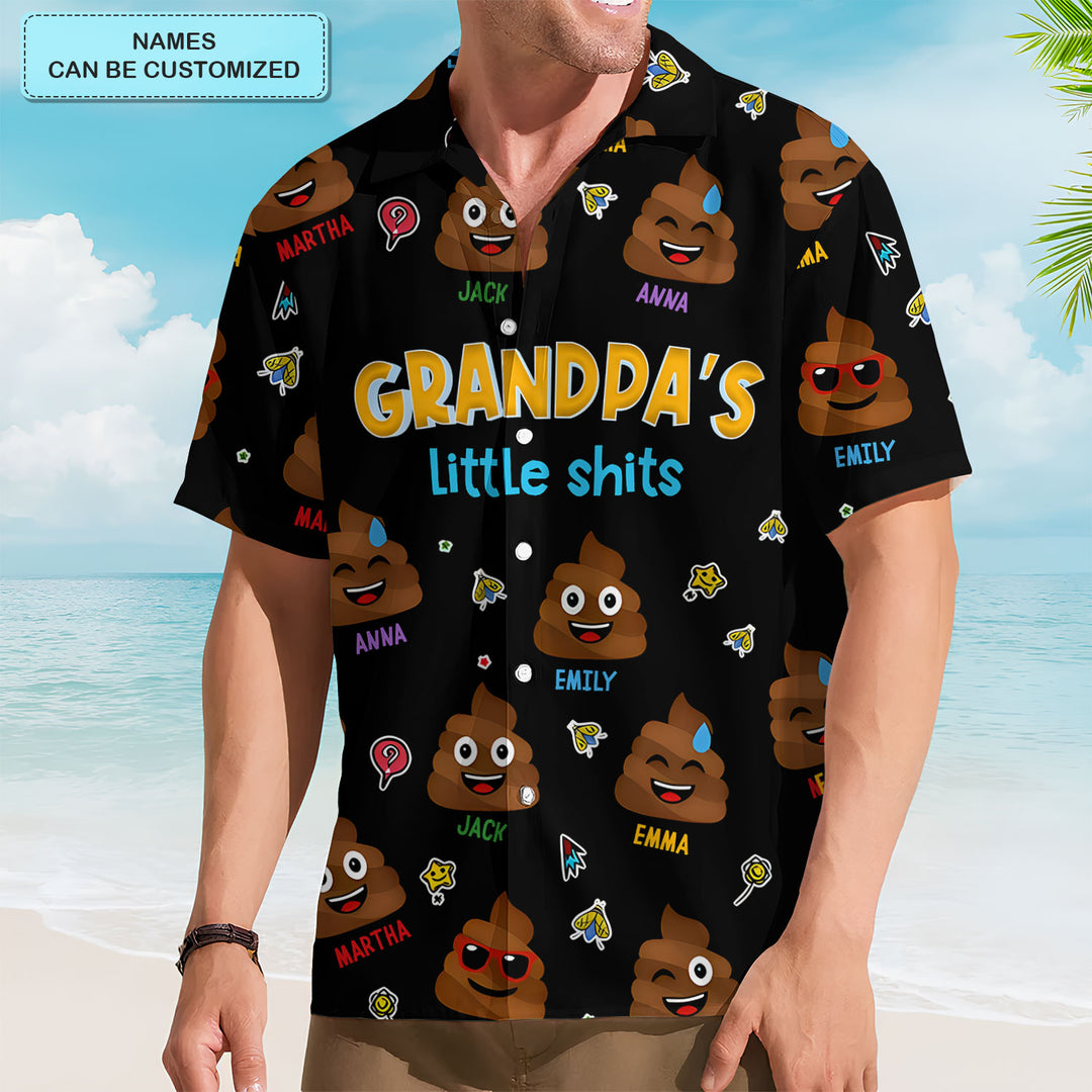 Grandpa's Little Shit - Personalized Custom Hawaiian Shirt - Father's Day Gift For Dad, Grandpa