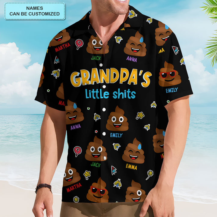 Grandpa's Little Shit - Personalized Custom Hawaiian Shirt - Father's Day Gift For Dad, Grandpa