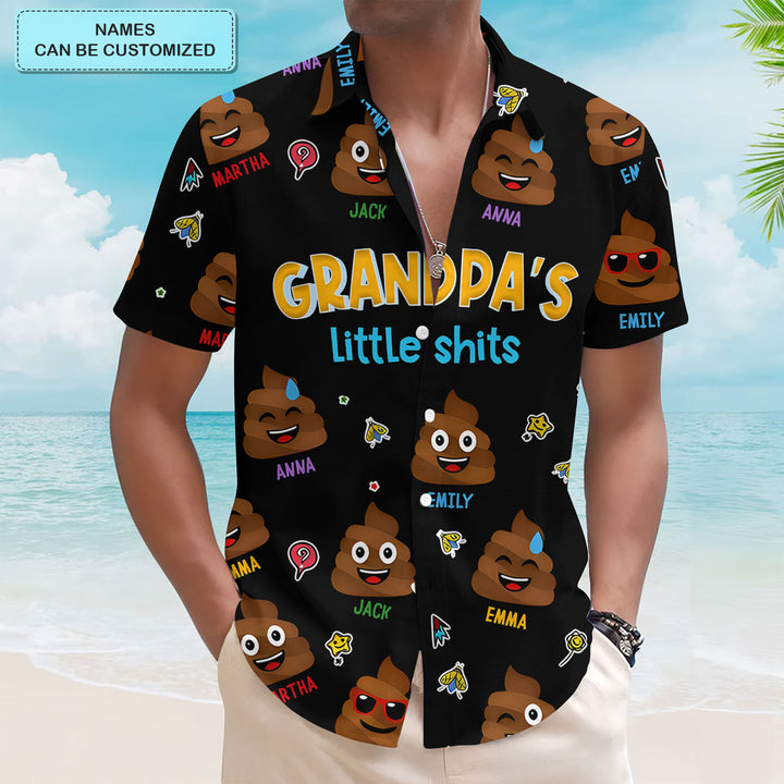Grandpa's Little Shit - Personalized Custom Hawaiian Shirt - Father's Day Gift For Dad, Grandpa