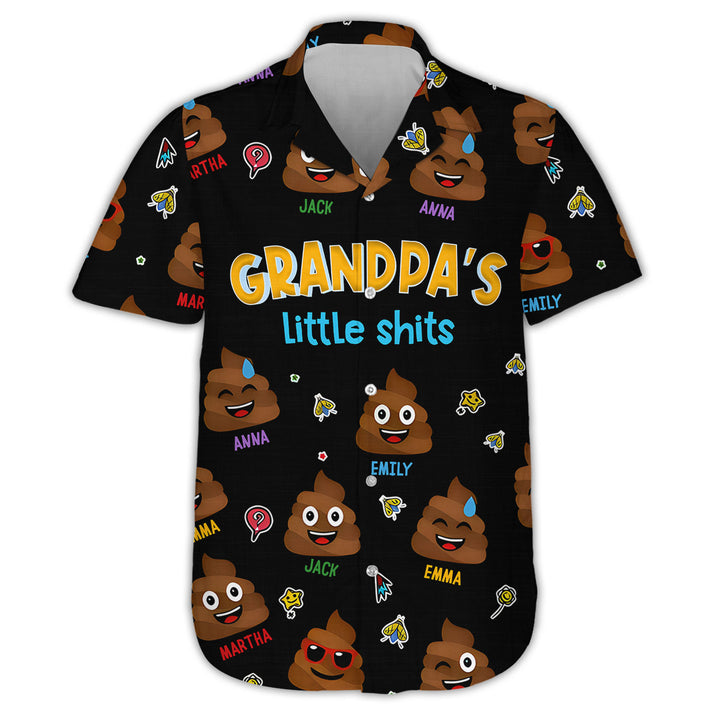 Grandpa's Little Shit - Personalized Custom Hawaiian Shirt - Father's Day Gift For Dad, Grandpa