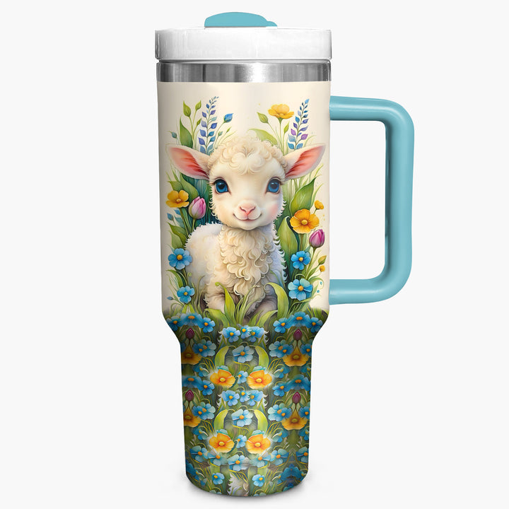 Floral Sheep - Tumbler With Handle - NCU0DV007