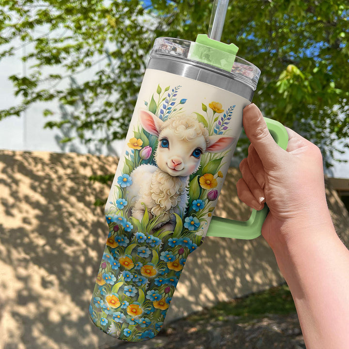 Floral Sheep - Tumbler With Handle - NCU0DV007