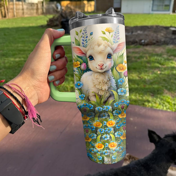 Floral Sheep - Tumbler With Handle - NCU0DV007