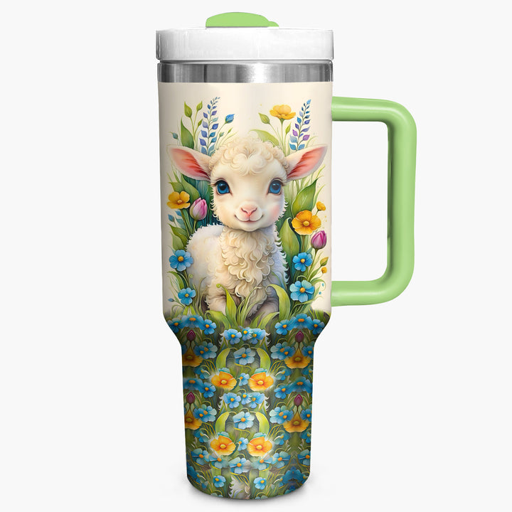 Floral Sheep - Tumbler With Handle - NCU0DV007
