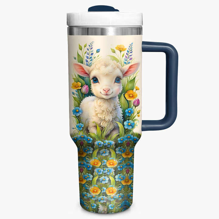 Floral Sheep - Tumbler With Handle - NCU0DV007