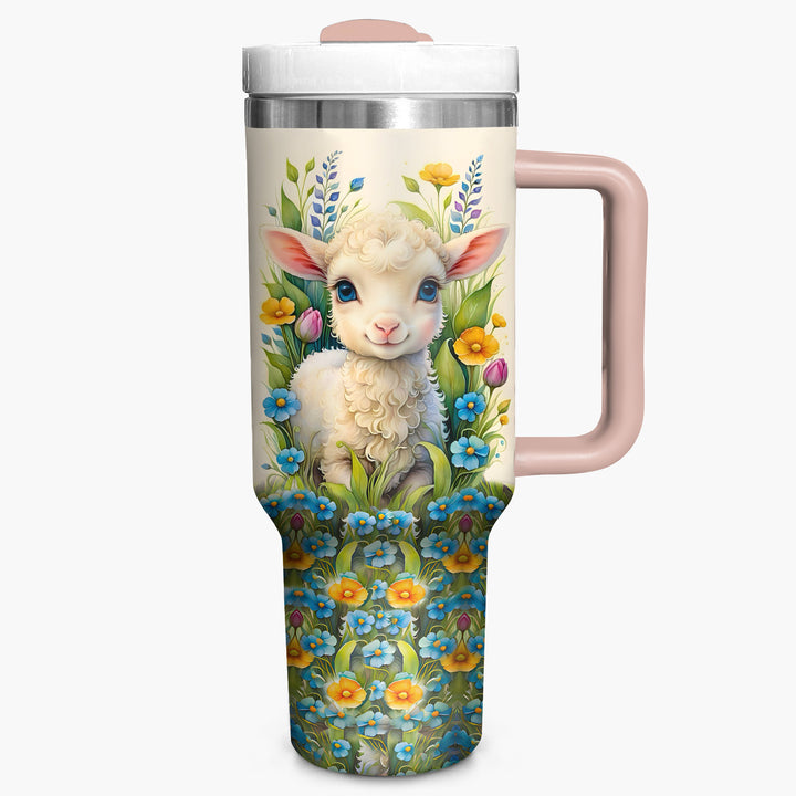 Floral Sheep - Tumbler With Handle - NCU0DV007