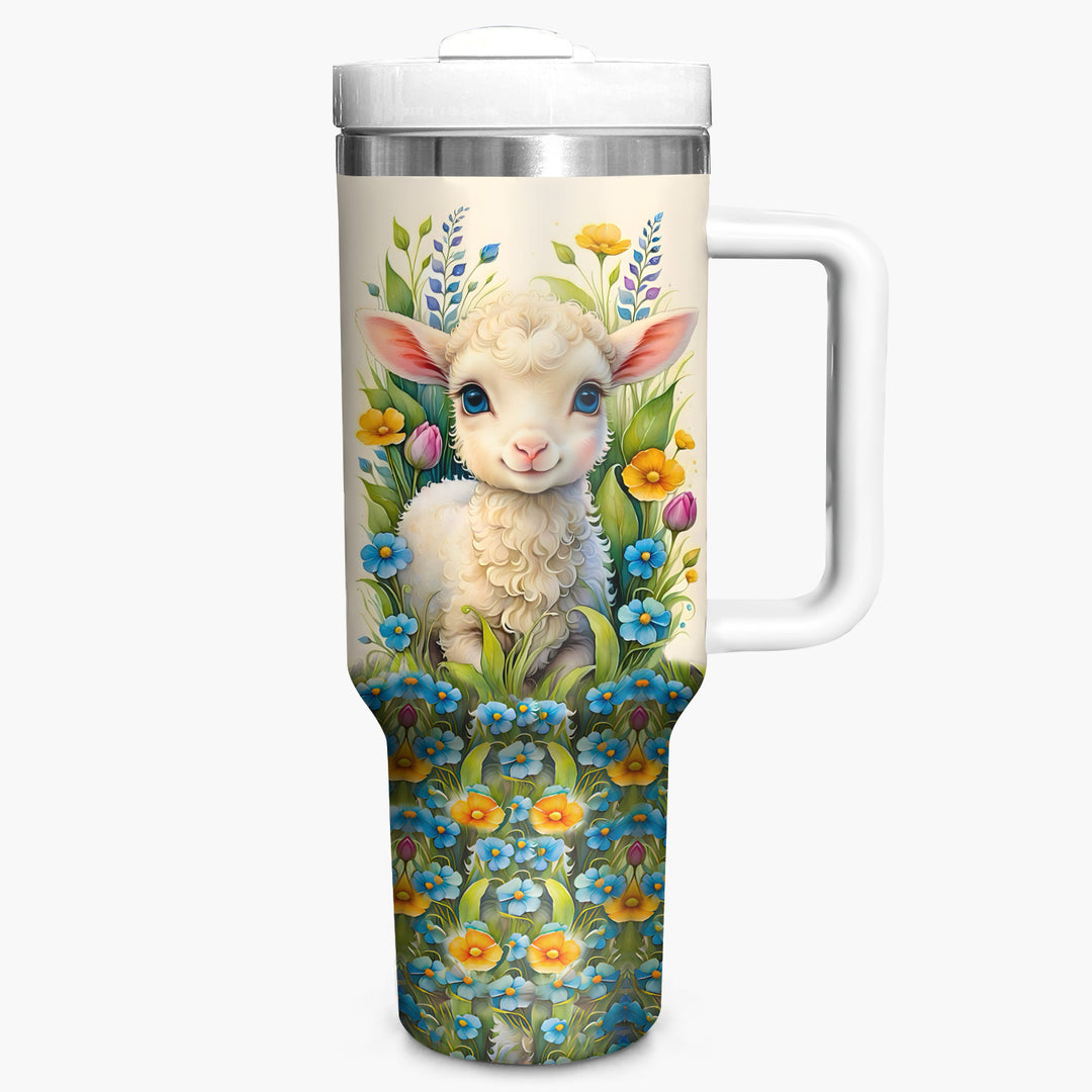 Floral Sheep - Tumbler With Handle - NCU0DV007