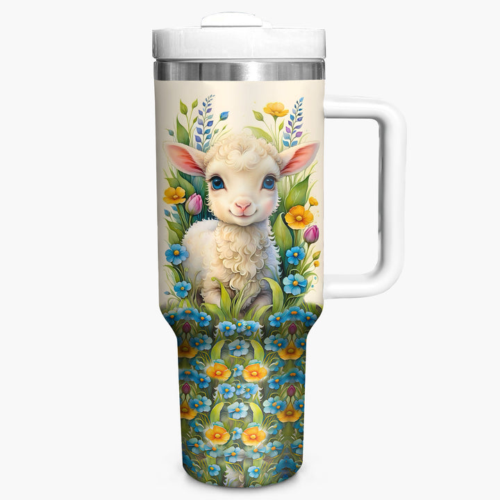 Floral Sheep - Tumbler With Handle - NCU0DV007