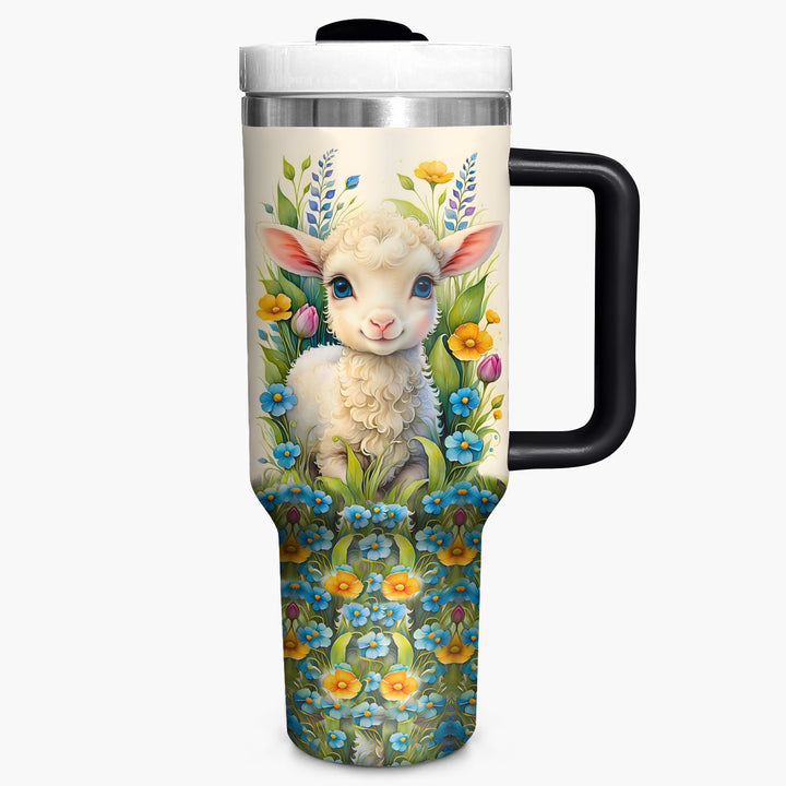 Floral Sheep - Tumbler With Handle - NCU0DV007