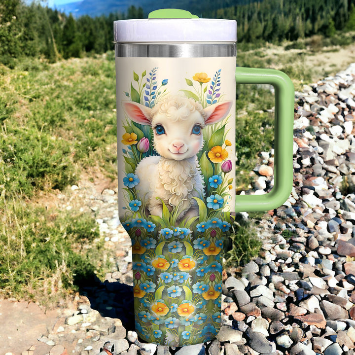 Floral Sheep - Tumbler With Handle - NCU0DV007