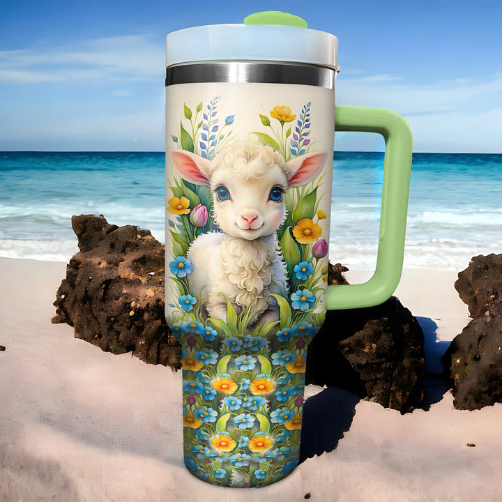 Floral Sheep - Tumbler With Handle - NCU0DV007