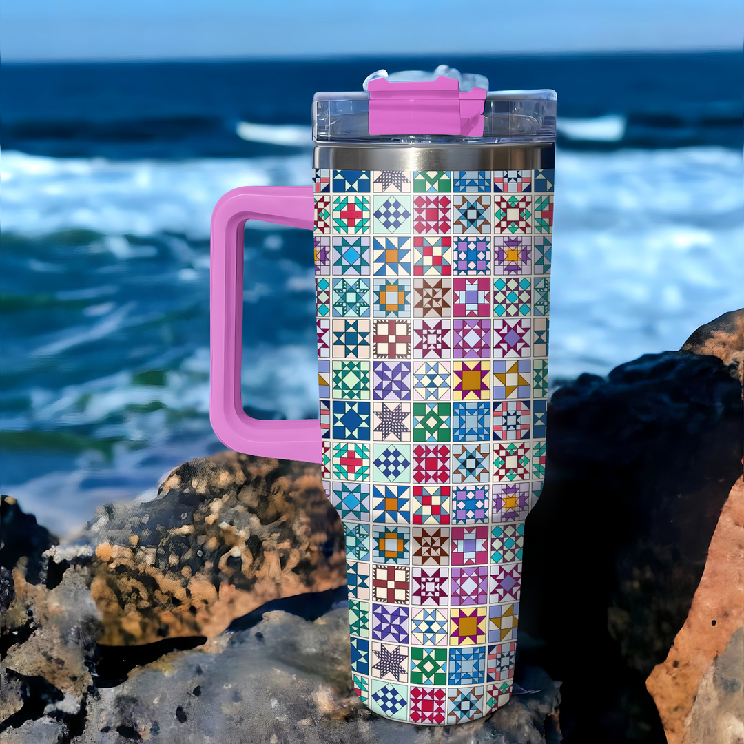 Star Quilt Block - Tumbler With Handle - Gift For Quilting Lover NCU0PT007