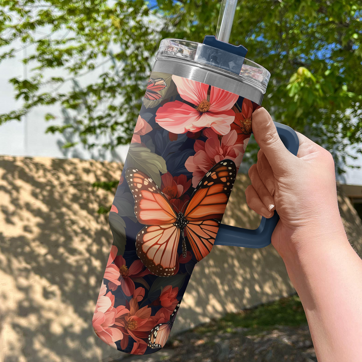 Floral Butterfly - Tumbler with Handle - NCU0TT004