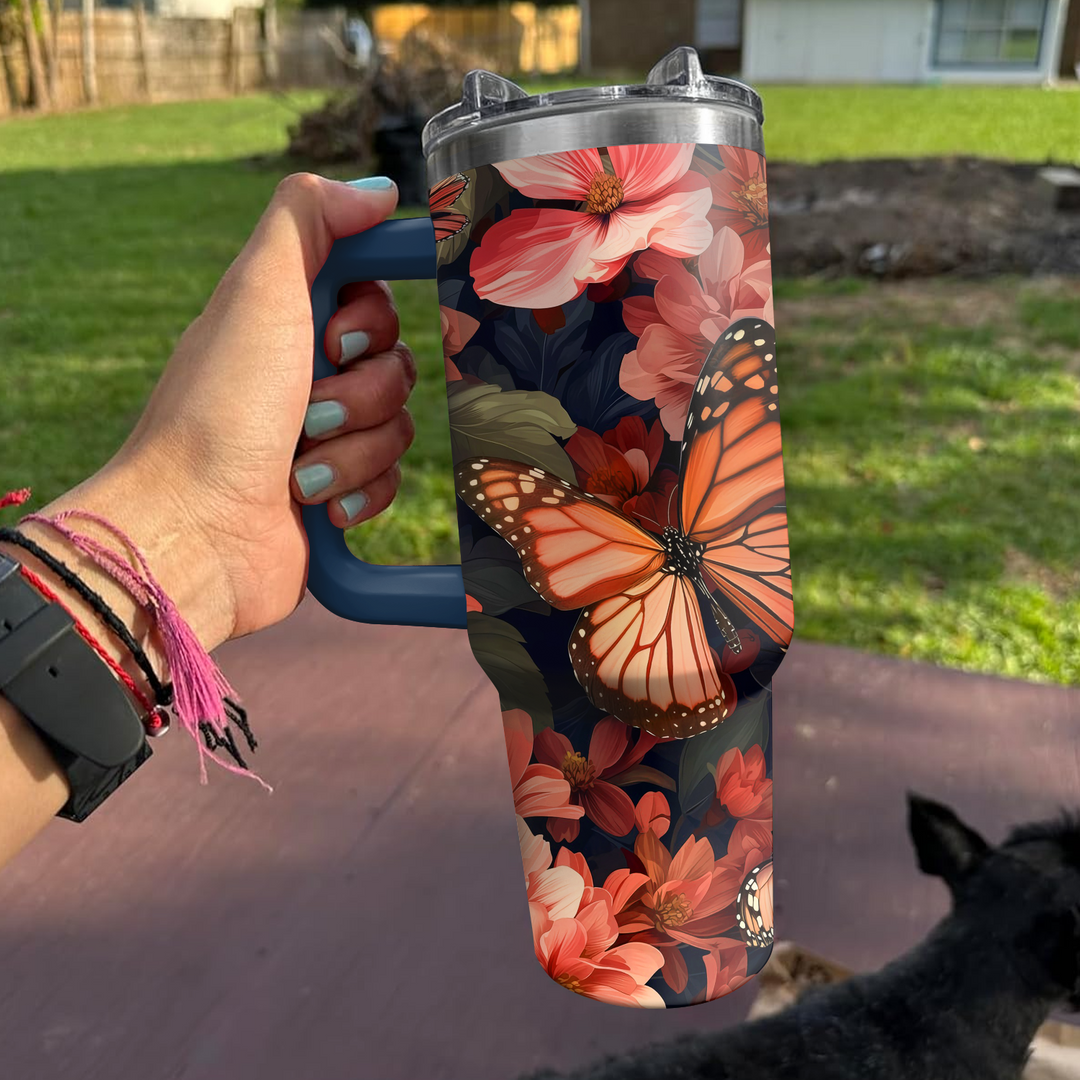 Floral Butterfly - Tumbler with Handle - NCU0TT004