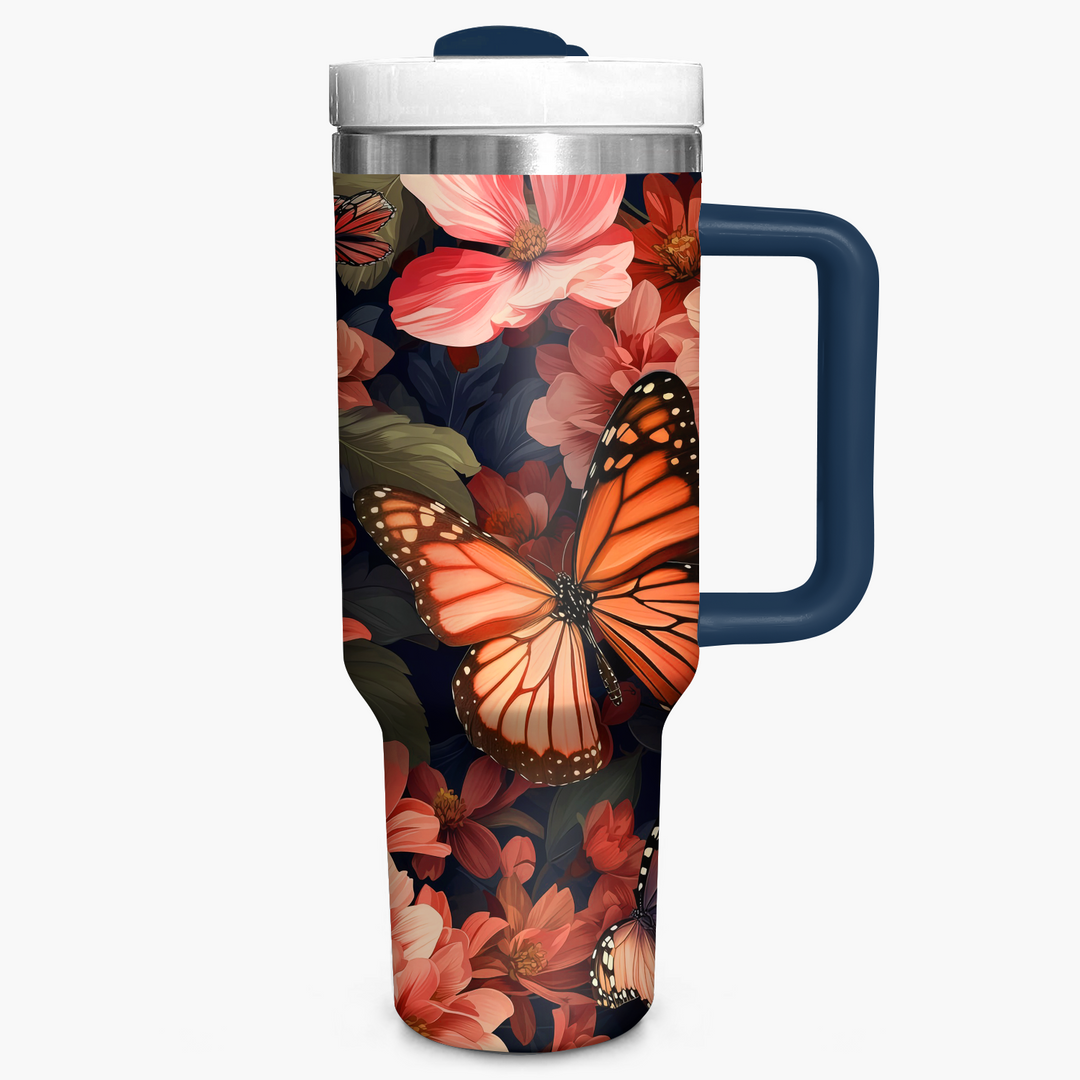 Floral Butterfly - Tumbler with Handle - NCU0TT004
