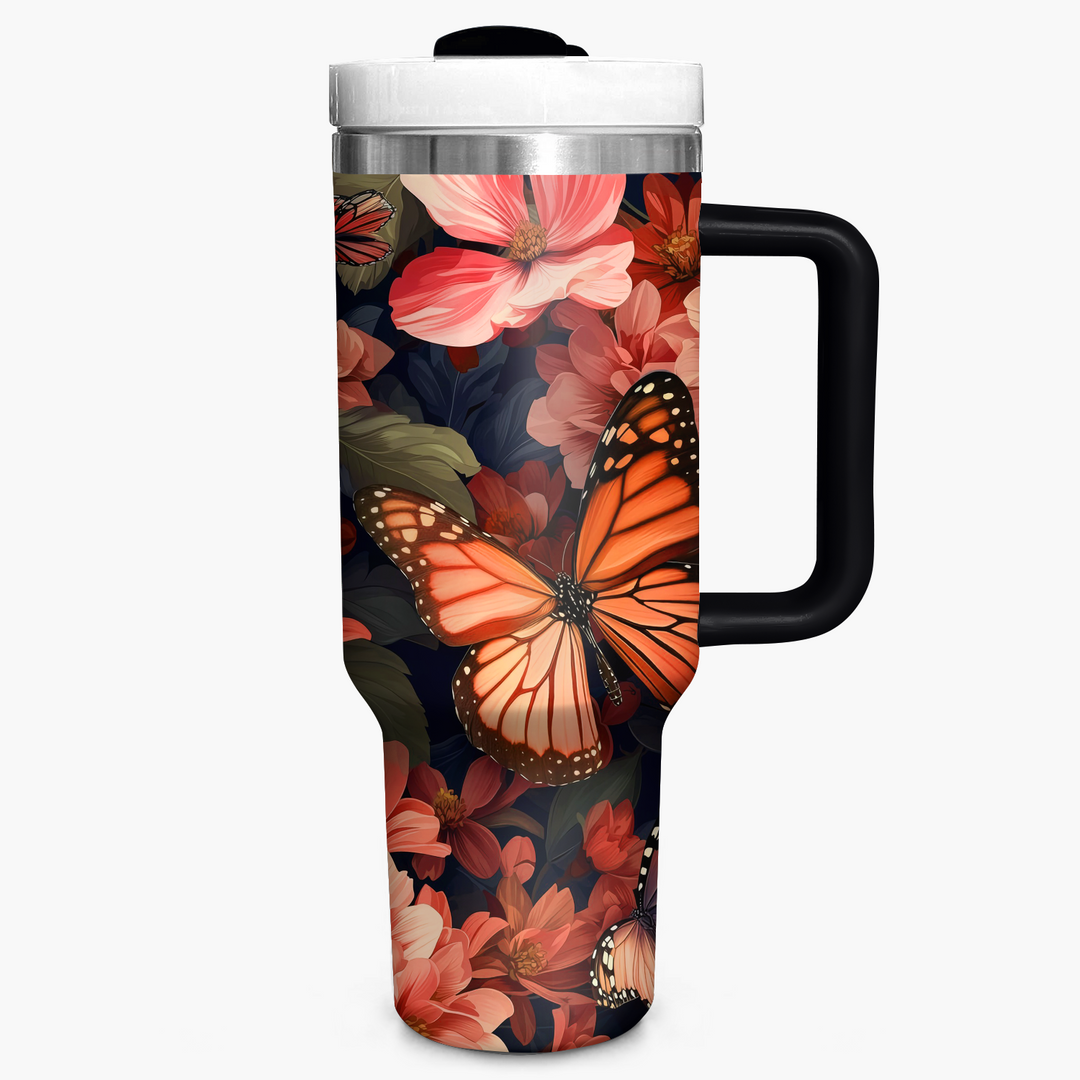 Floral Butterfly - Tumbler with Handle - NCU0TT004