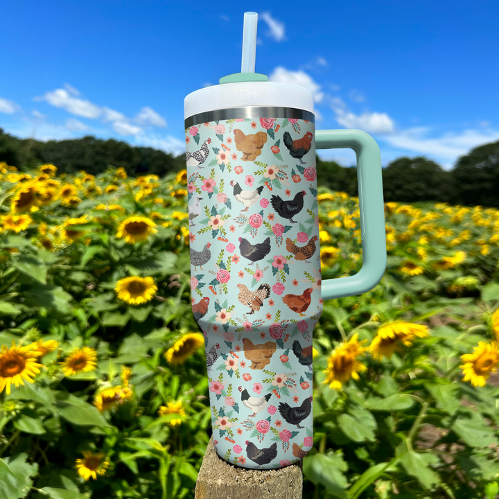 Floral Chicken - Tumbler with Handle - NCU0TT010