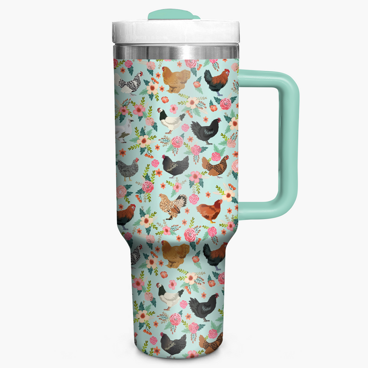 Floral Chicken - Tumbler with Handle - NCU0TT010