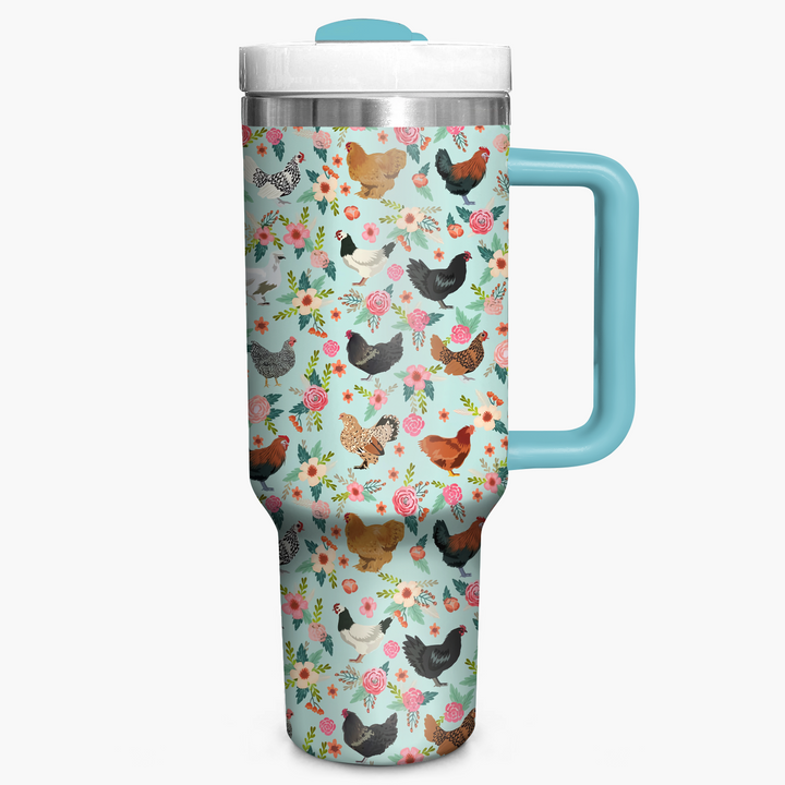 Floral Chicken - Tumbler with Handle - NCU0TT010