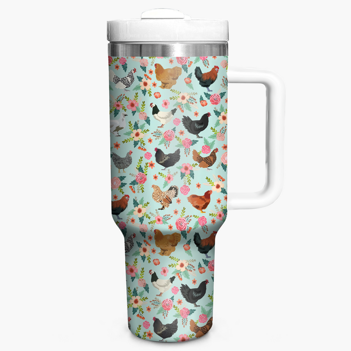 Floral Chicken - Tumbler with Handle - NCU0TT010