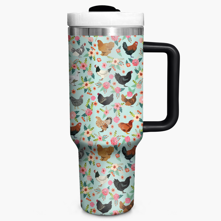Floral Chicken - Tumbler with Handle - NCU0TT010