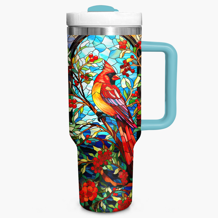 Cardinal With Holly Berry and Mistletoe - Tumbler with Handle NCU0PT015