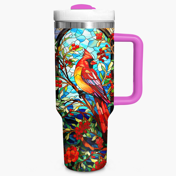 Cardinal With Holly Berry and Mistletoe - Tumbler with Handle NCU0PT015