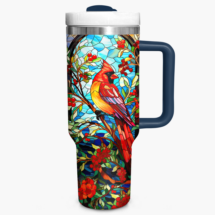 Cardinal With Holly Berry and Mistletoe - Tumbler with Handle NCU0PT015