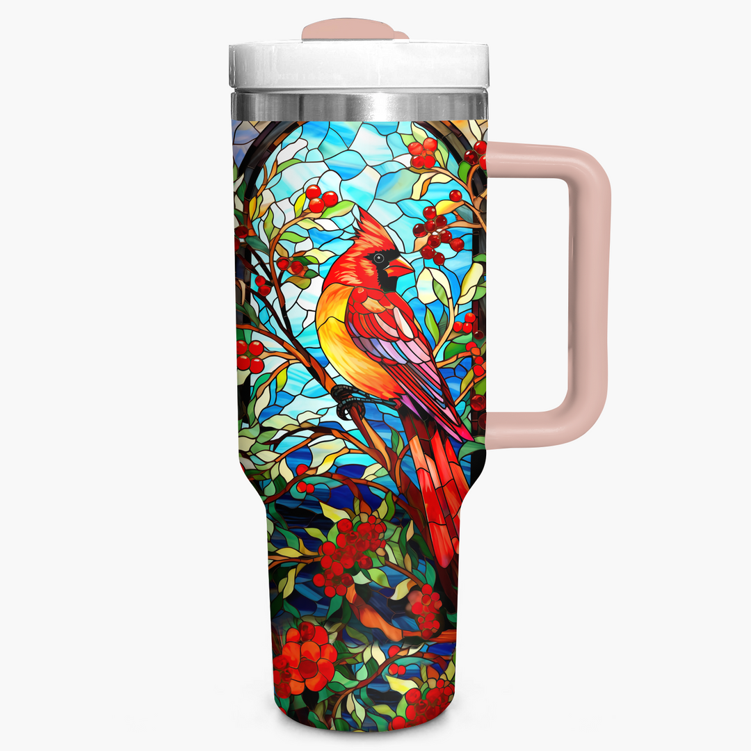 Cardinal With Holly Berry and Mistletoe - Tumbler with Handle NCU0PT015