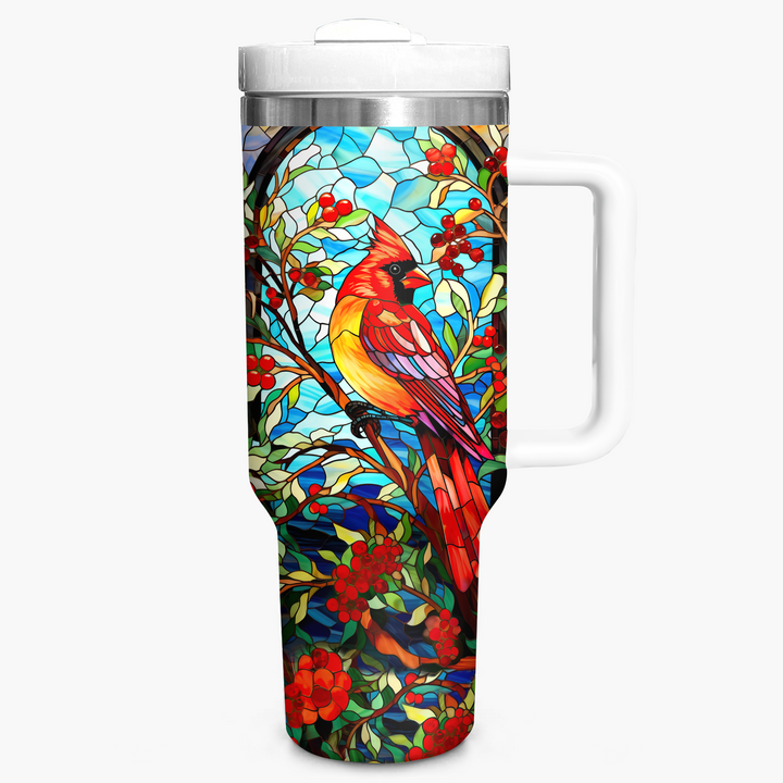 Cardinal With Holly Berry and Mistletoe - Tumbler with Handle NCU0PT015
